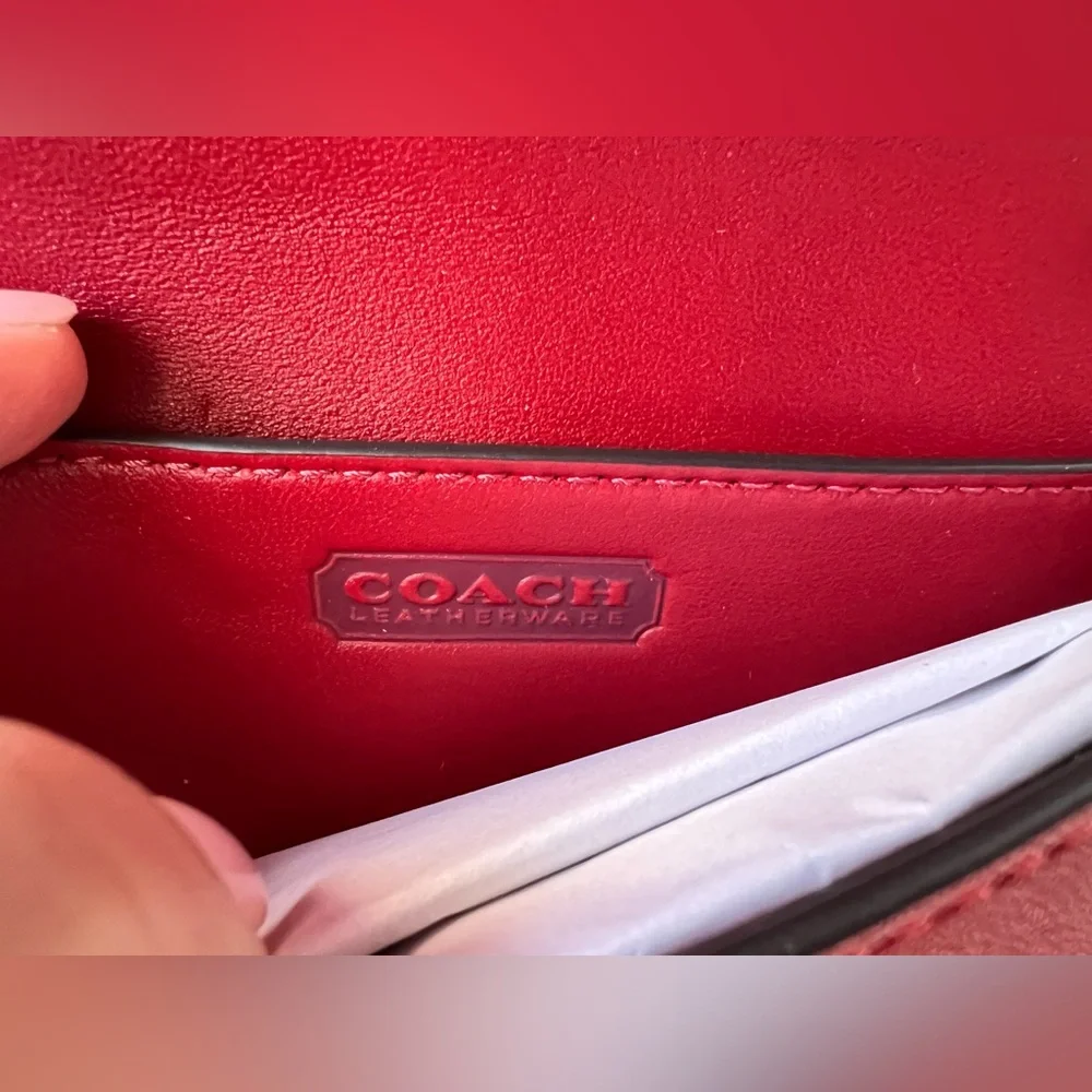 🍒 NWT COACH Glovetanned Leather Mini Dinky Bag 14 B4/ruby red limited edition - Picture 11 of 11